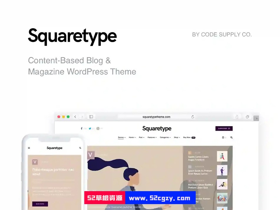 Squaretype 主题汉化版-现代博客杂志WordPress主题 wordpress主题/插件 第1张