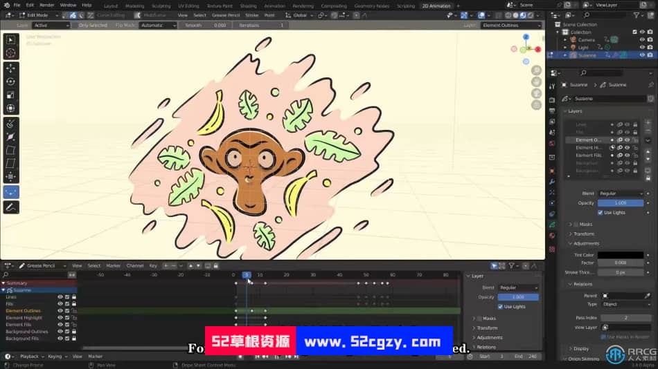 【中文字幕】Blender油脂铅笔卡通渲染风格3转2创意设计视频教程 Blender 第6张