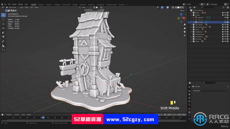 Blender小型城堡游戏资产建模制作视频教程 Blender 第6张
