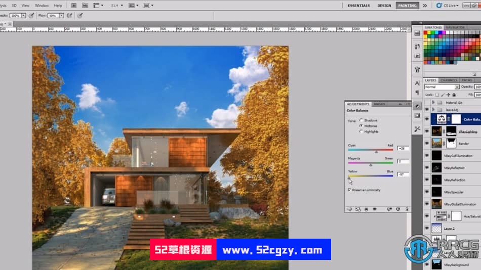 【中文字幕】Photoshop建筑后期渲染图处理视频教程 PS教程 第6张