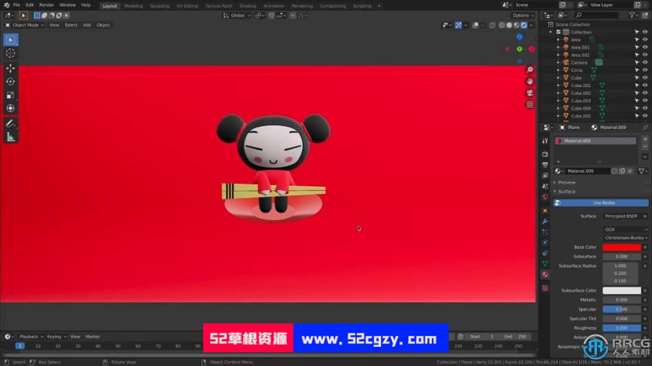 Blender创建Pucca中国娃娃卡通人物角色视频教程 Blender 第10张