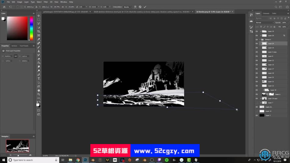 游戏概念艺术环境场景黑白素描数字绘画视频教程 CG 第10张
