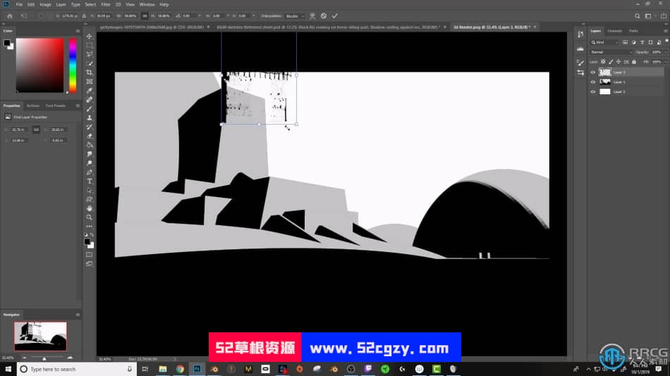 游戏概念艺术环境场景黑白素描数字绘画视频教程 CG 第8张