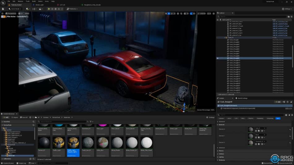 [Unreal Engine] UE5虚幻引擎赛博朋克风格城市街道场景完整制作视频教程 UE 第17张