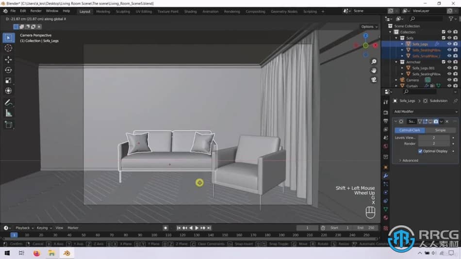[Blender] Blender起居室卧室场景室内可视化制作视频教程 Blender 第9张