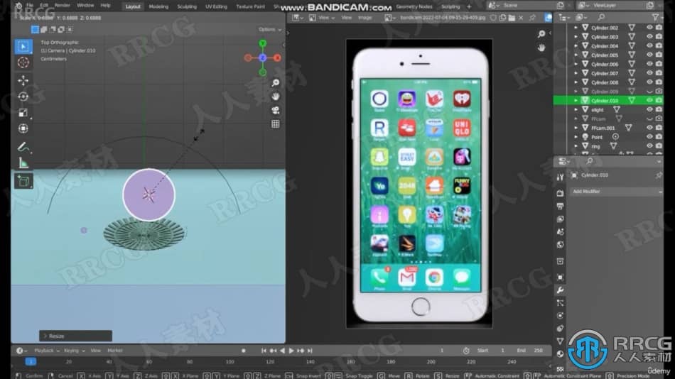 [3D设计] 【中文字幕】Blender 3.2苹果手机iPhone完整实例制作视频课程 3D 第10张