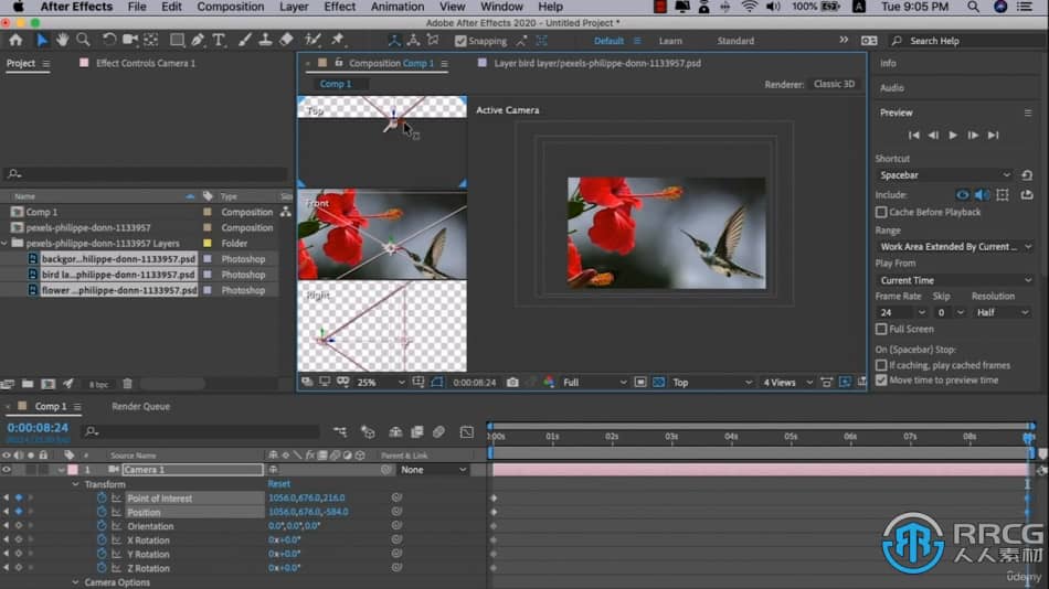 [Photoshop] PS与AE将照片制作成3D动画视频教程 AE 第6张